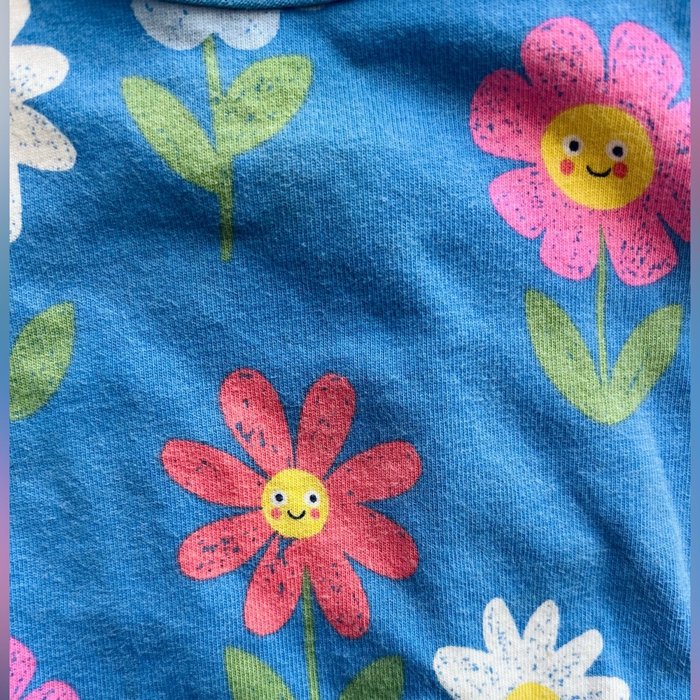Mini Boden Penzance Blue Flower Daisies Frill Sleeve Jersey Dress Size 2-3Y - Picture 4 of 7